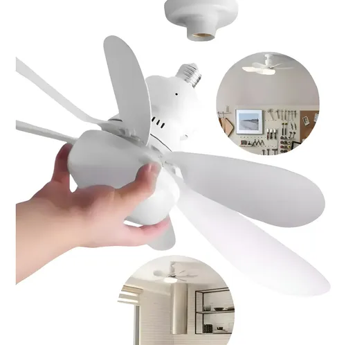 Ventilador de Teto E27 com Lâmpada LED Silencioso 80W 45 cm