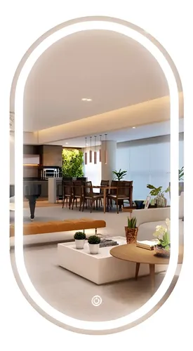 Espelho Oval com LED 3 Cores 50x80