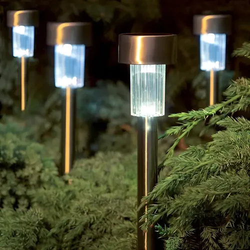 Kit 12 Luminárias Solares Inox para Jardim